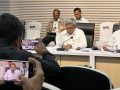 Suasana konferensi pers di Gedung Merah Putih KPK Jakarta terkait penetapan tersangka hasil OTT di Banjarmasin.