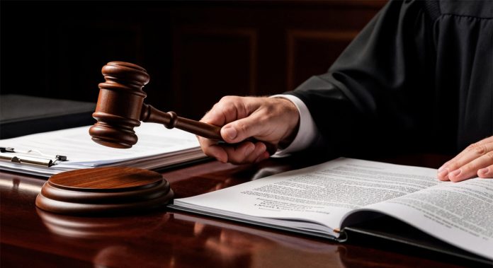 Ilustrasi palu hakim dan buku KUHAP, menggambarkan proses hukum praperadilan yang menguji keabsahan tindakan penyidik.