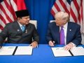 Tabel perbandingan tarif ekspor Indonesia ke AS sebelum dan sesudah perjanjian dagang 19 Februari 2026, menonjolkan penurunan tarif di sektor kopi, sawit, dan tekstil.